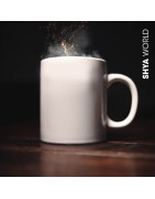 Tazas blancas de cerámica 370ml presentada en caja individual. Aptas para microondas y lavavajillas.