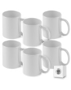 Tazas blancas de cerámica 370ml presentada en caja individual. Aptas para microondas y lavavajillas.