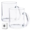 Tazas de Cristal transparente de 350ml de vidrio presentada en caja individual. Aptas para microondas y lavavajillas.