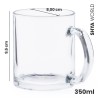 Tazas de Cristal transparente de 350ml de vidrio presentada en caja individual. Aptas para microondas y lavavajillas.