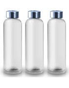 Botella de cristal responsable con el medio ambiente. De diseño y sencillez hacen que puedas usarlo en muchas situaciones.