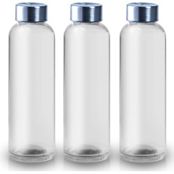 Botella de cristal responsable con el medio ambiente. De diseño y sencillez hacen que puedas usarlo en muchas situaciones.