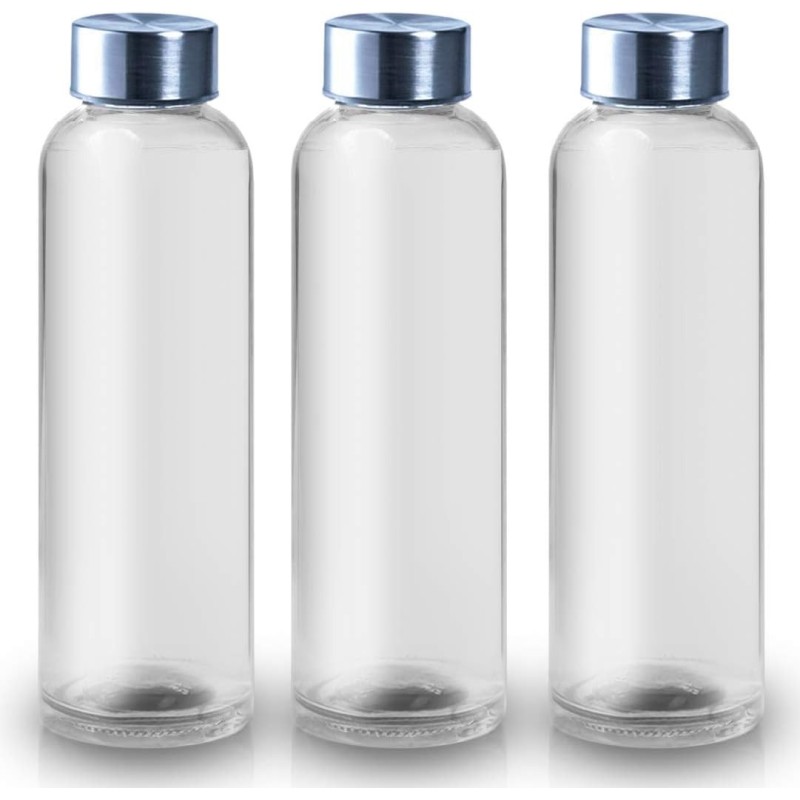 Botella de cristal responsable con el medio ambiente. De diseño y sencillez hacen que puedas usarlo en muchas situaciones.