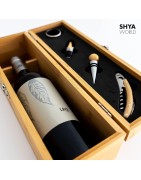 Caja para Botella de Vino de Madera. Estuche para regalar. Kit Set Accesorios de vinos Incluidos.