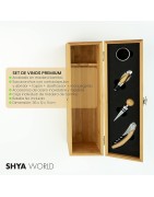Caja para Botella de Vino de Madera. Estuche para regalar. Kit Set Accesorios de vinos Incluidos.